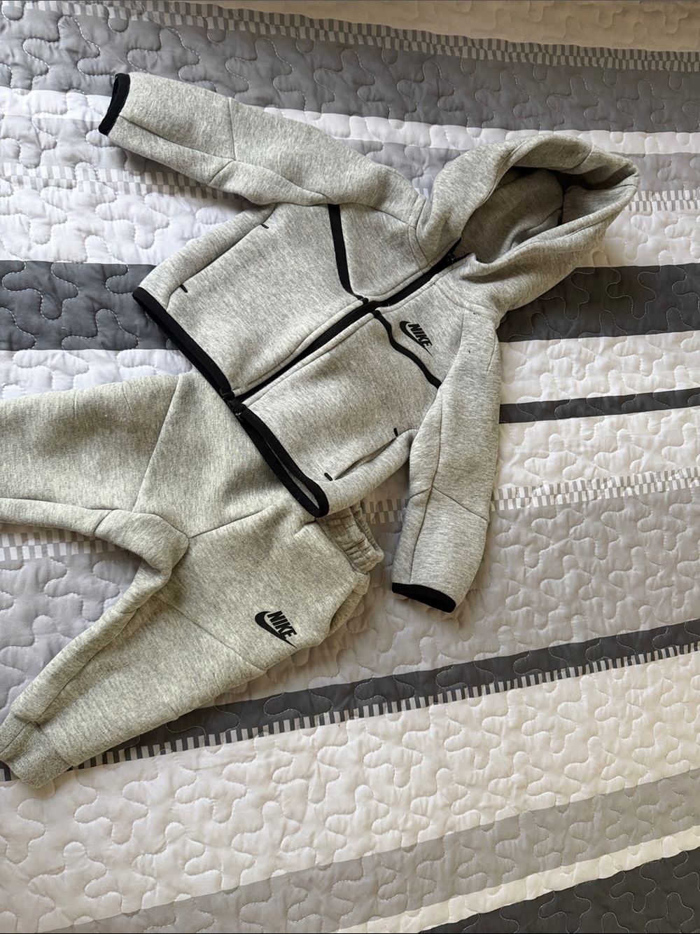 Nike Kids Grey & Black Hooded Sweatshirt and Joggers Set